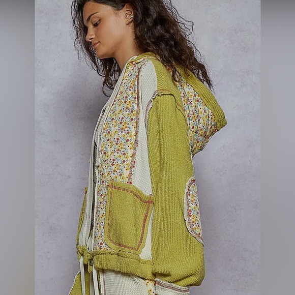 NEW POL SET Restocked Bestseller: Lime Green Lounge Floral SET - Picture 3 of 5